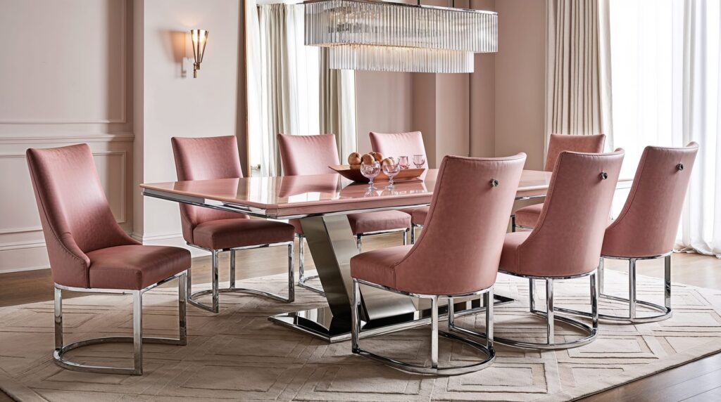 Blush Pink Leather Chairs