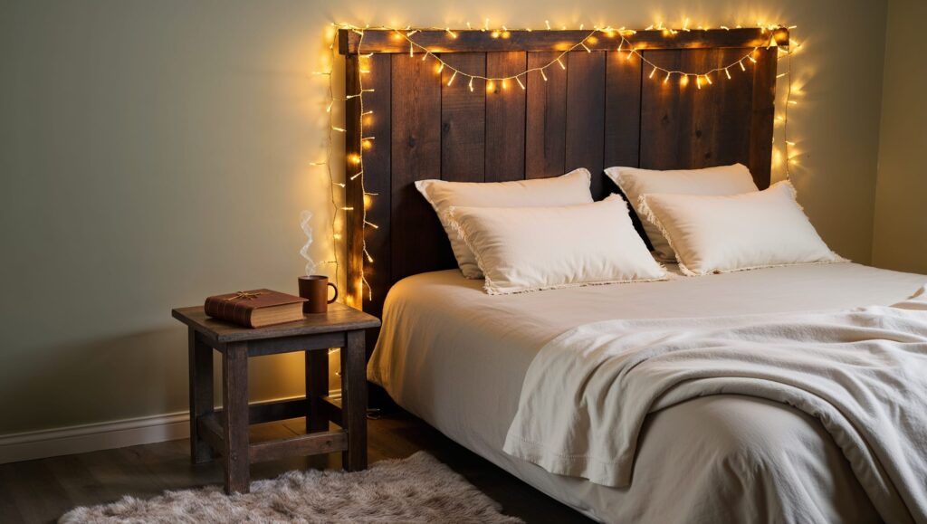 Drape Fairy Lights Over the Bed Headboard