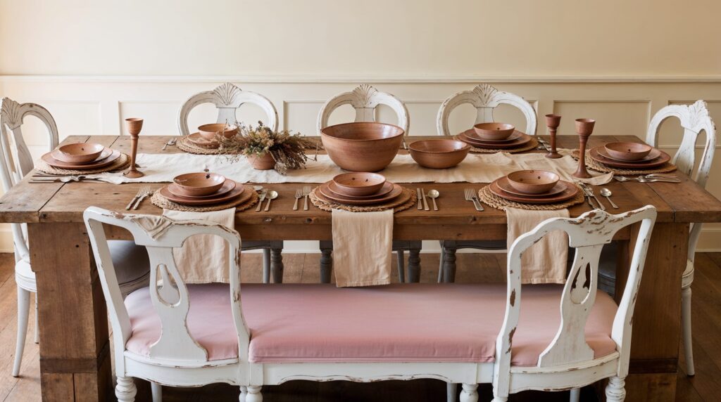 Light Pink Dining Benches