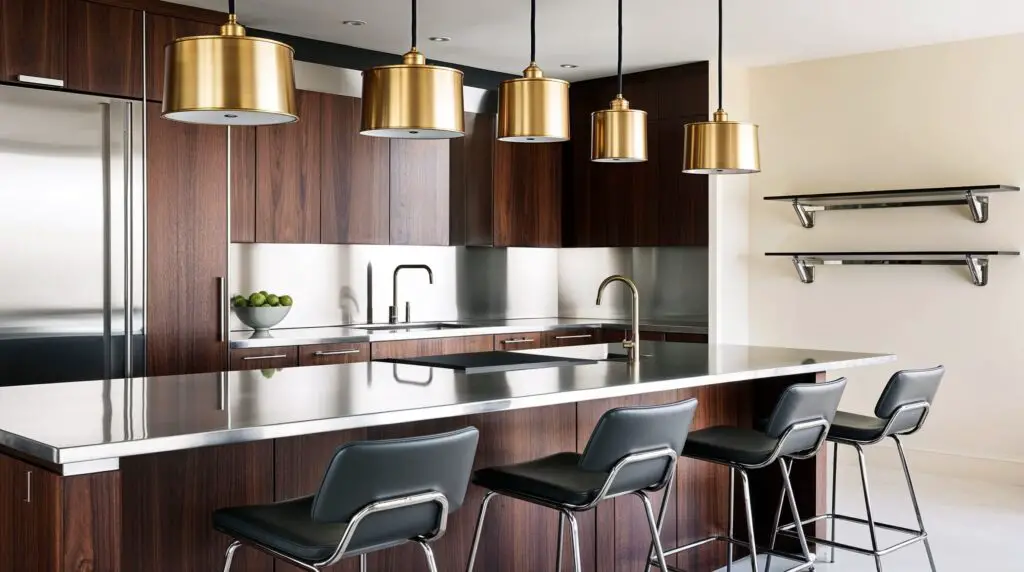 Sculptural metal pendant lights in an industrial chic design