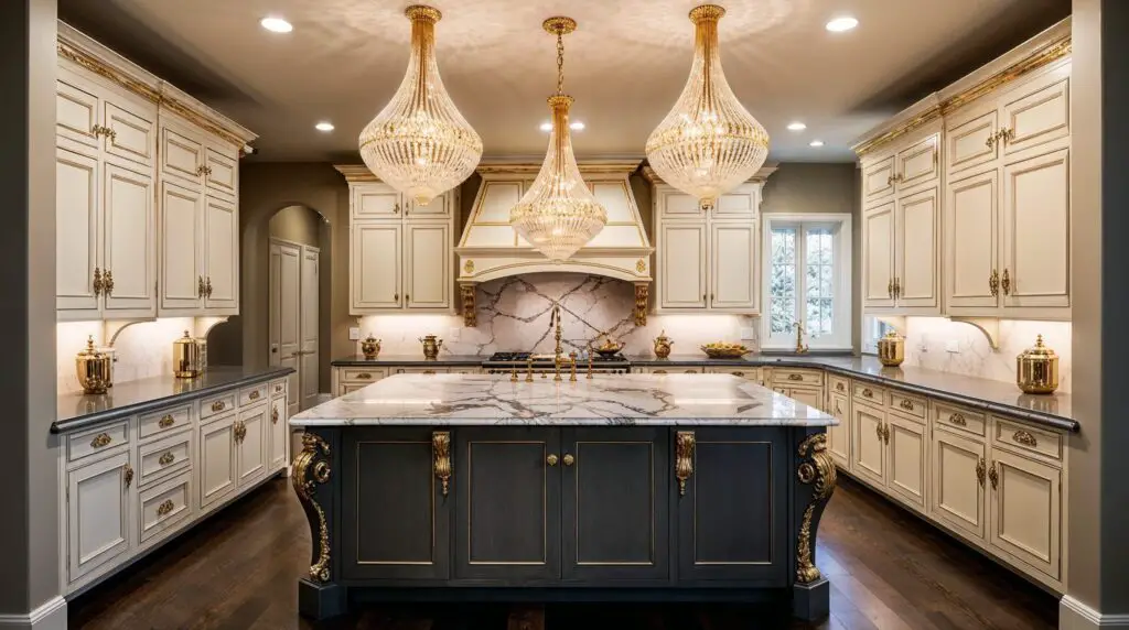 Statement Lighting in Luxury Kitchen