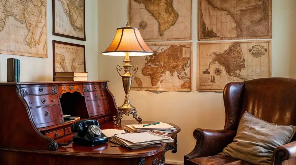 Vintage Office Design with Old world Accents